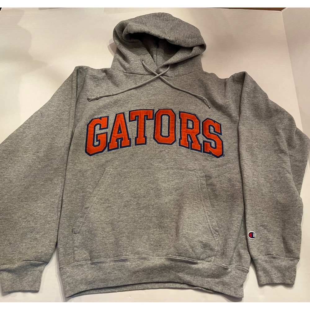 Champion Florida Gators Hoodie Gray Orange Blue Spellout Sweatshirt Womens Small